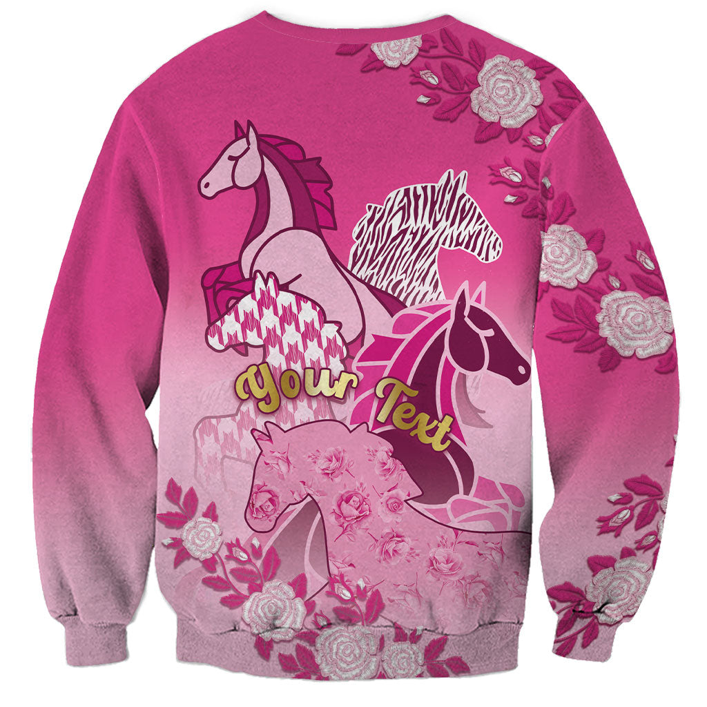 Personalized Kentucky Horse Sweatshirt Roses Equestrian Pattern Houndstooth Floral