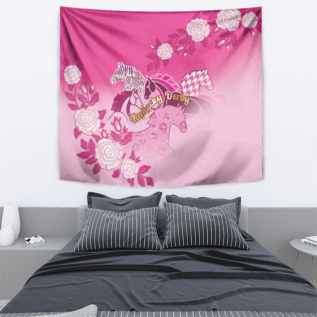 Kentucky Horse Tapestry Roses Equestrian Pattern Houndstooth Floral
