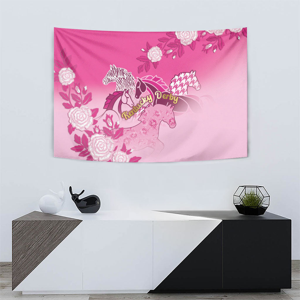Kentucky Horse Tapestry Roses Equestrian Pattern Houndstooth Floral