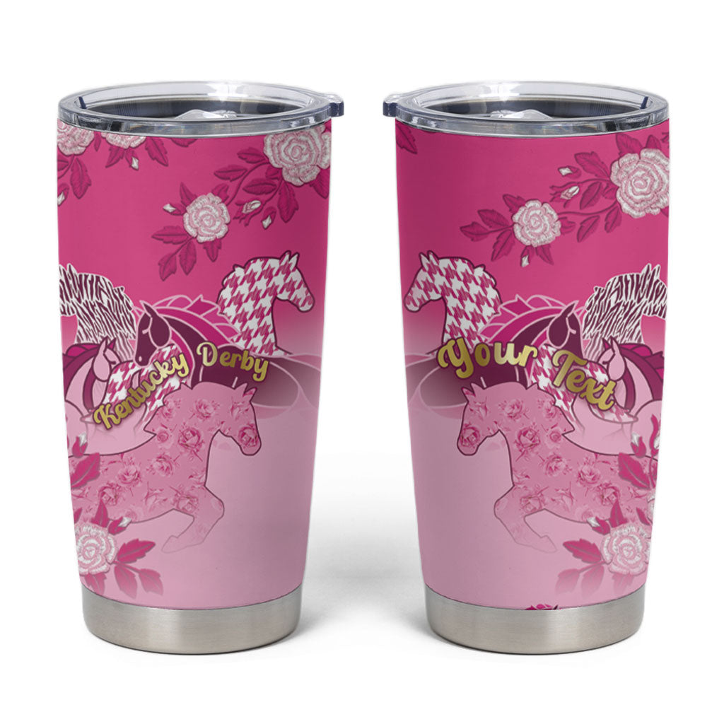 Personalized Kentucky Horse Tumbler Cup Roses Equestrian Pattern Houndstooth Floral