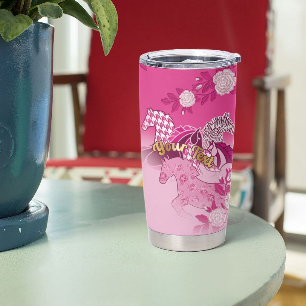 Personalized Kentucky Horse Tumbler Cup Roses Equestrian Pattern Houndstooth Floral