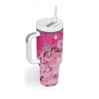 Personalized Kentucky Horse Tumbler With Handle Roses Equestrian Pattern Houndstooth Floral