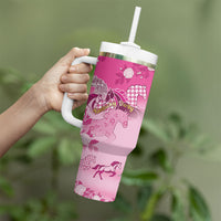 Personalized Kentucky Horse Tumbler With Handle Roses Equestrian Pattern Houndstooth Floral