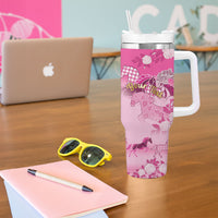 Personalized Kentucky Horse Tumbler With Handle Roses Equestrian Pattern Houndstooth Floral