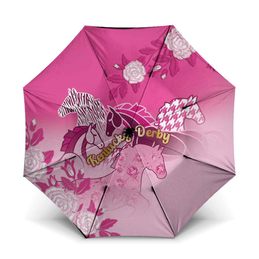 Kentucky Horse Umbrella Roses Equestrian Pattern Houndstooth Floral