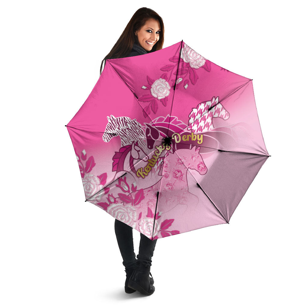 Kentucky Horse Umbrella Roses Equestrian Pattern Houndstooth Floral