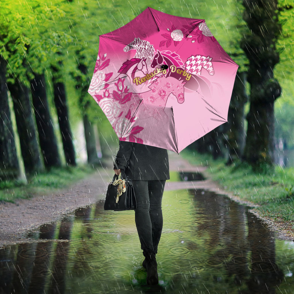 Kentucky Horse Umbrella Roses Equestrian Pattern Houndstooth Floral