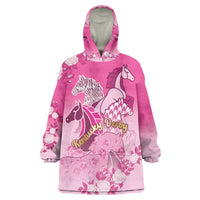 Personalized Kentucky Horse Wearable Blanket Hoodie Roses Equestrian Pattern Houndstooth Floral