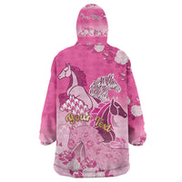 Personalized Kentucky Horse Wearable Blanket Hoodie Roses Equestrian Pattern Houndstooth Floral