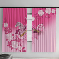 Kentucky Horse Window Curtain Roses Equestrian Pattern Houndstooth Floral