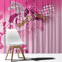 Kentucky Horse Window Curtain Roses Equestrian Pattern Houndstooth Floral