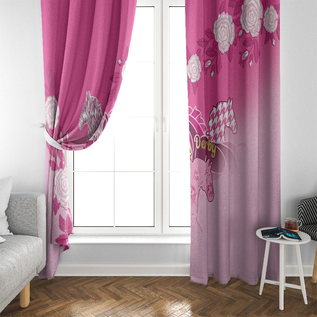 Kentucky Horse Window Curtain Roses Equestrian Pattern Houndstooth Floral