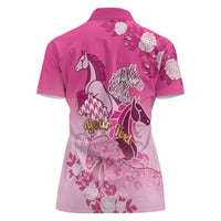 Personalized Kentucky Horse Women Polo Shirt Roses Equestrian Pattern Houndstooth Floral