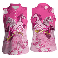 Personalized Kentucky Horse Women Sleeveless Polo Shirt Roses Equestrian Pattern Houndstooth Floral