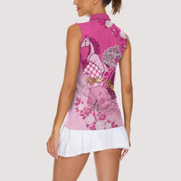 Personalized Kentucky Horse Women Sleeveless Polo Shirt Roses Equestrian Pattern Houndstooth Floral