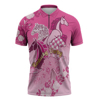 Personalized Kentucky Horse Zipper Polo Shirt Roses Equestrian Pattern Houndstooth Floral