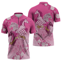 Personalized Kentucky Horse Zipper Polo Shirt Roses Equestrian Pattern Houndstooth Floral