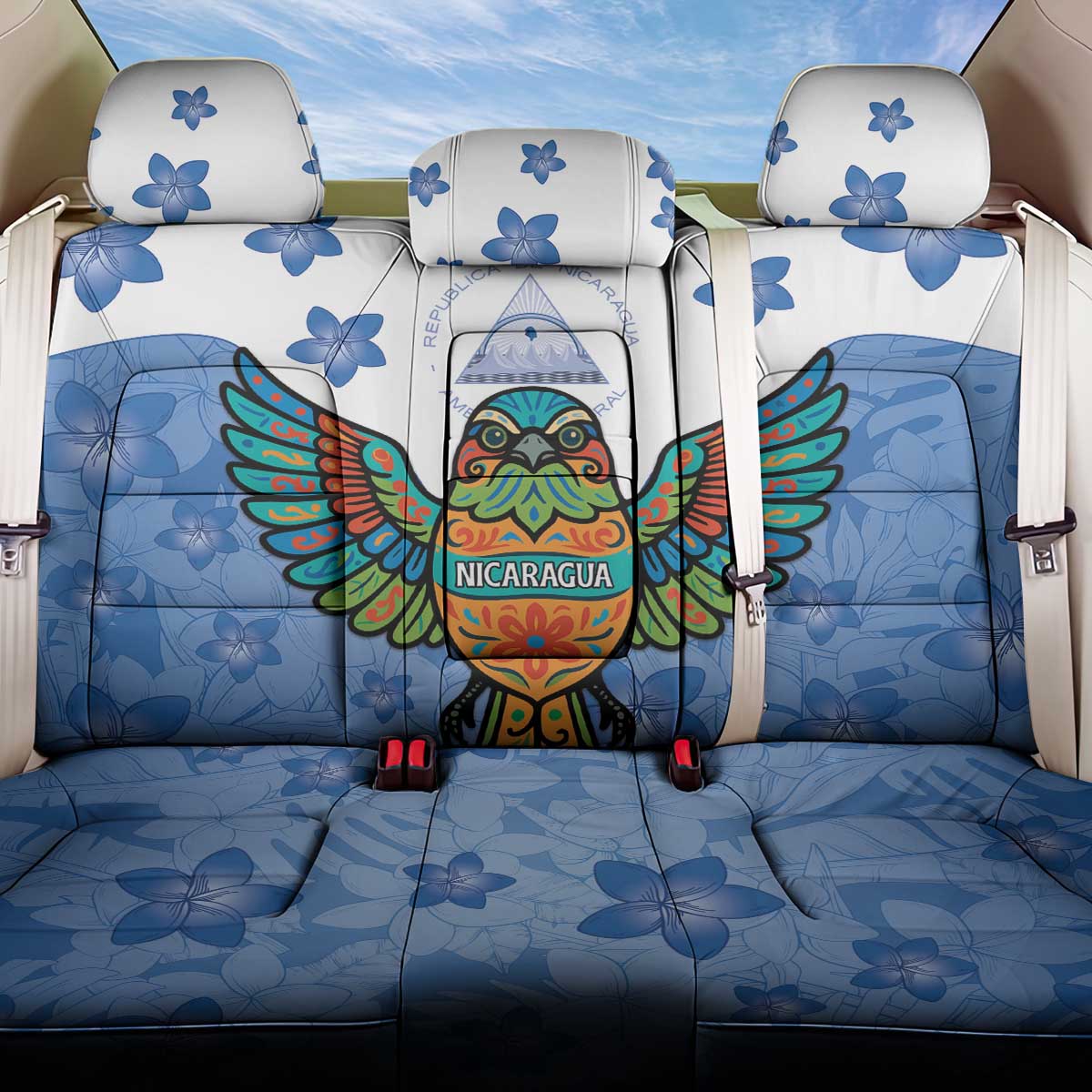 Nicaragua Back Car Seat Cover Guardabarranco Bird With Sacuanjoche
