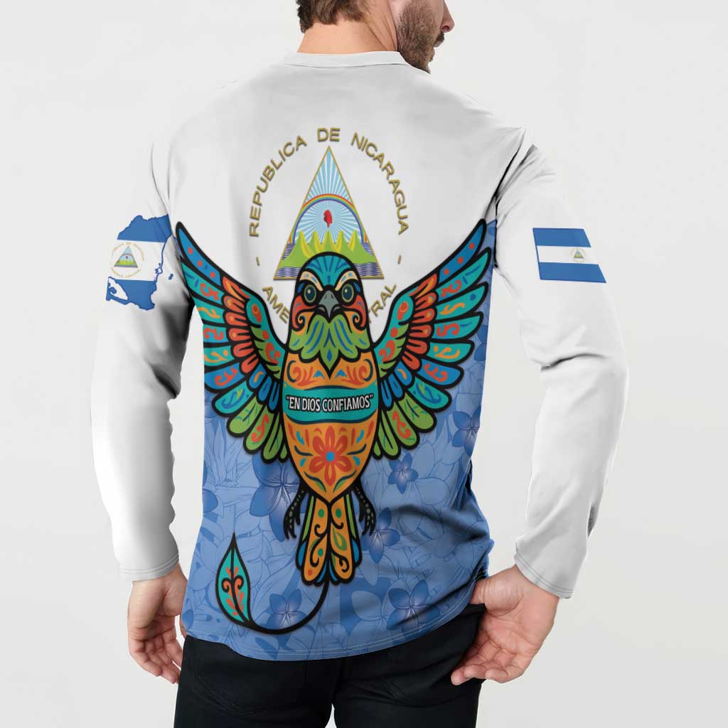 Nicaragua Button Sweatshirt Guardabarranco Bird With Sacuanjoche