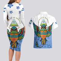 Nicaragua Couples Matching Long Sleeve Bodycon Dress and Hawaiian Shirt Guardabarranco Bird With Sacuanjoche