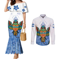 Nicaragua Couples Matching Mermaid Dress and Long Sleeve Button Shirt Guardabarranco Bird With Sacuanjoche