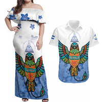 Nicaragua Couples Matching Off Shoulder Maxi Dress and Hawaiian Shirt Guardabarranco Bird With Sacuanjoche