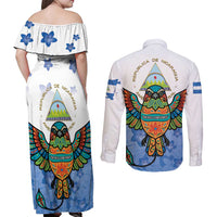 Nicaragua Couples Matching Off Shoulder Maxi Dress and Long Sleeve Button Shirt Guardabarranco Bird With Sacuanjoche