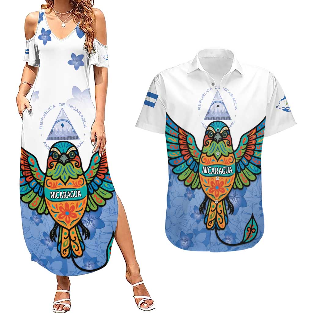 Nicaragua Couples Matching Summer Maxi Dress and Hawaiian Shirt Guardabarranco Bird With Sacuanjoche