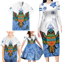 Nicaragua Family Matching Long Sleeve Bodycon Dress and Hawaiian Shirt Guardabarranco Bird With Sacuanjoche