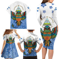 Nicaragua Family Matching Long Sleeve Bodycon Dress and Hawaiian Shirt Guardabarranco Bird With Sacuanjoche