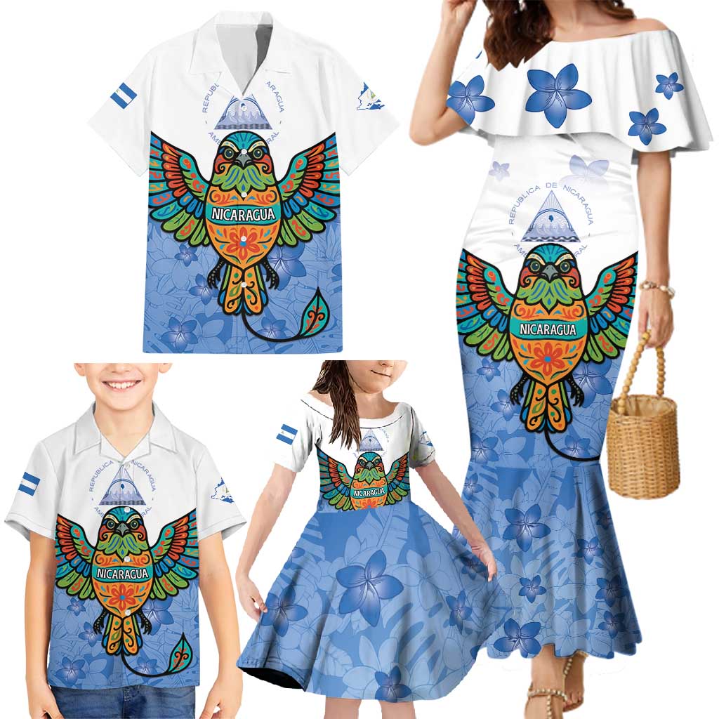 Nicaragua Family Matching Mermaid Dress and Hawaiian Shirt Guardabarranco Bird With Sacuanjoche