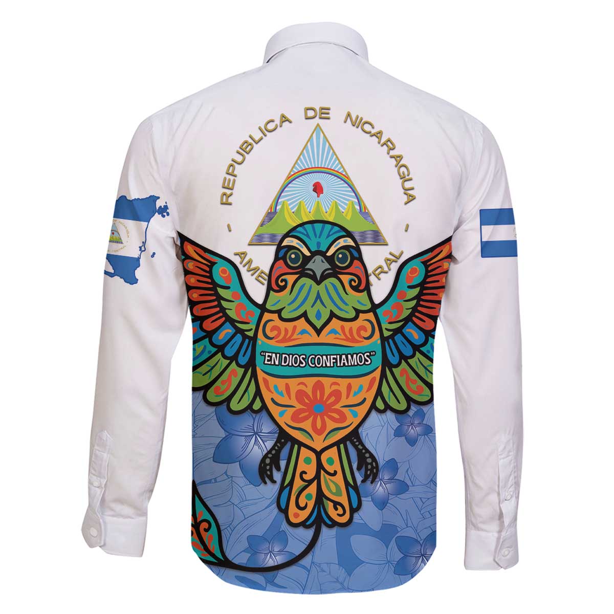 Nicaragua Family Matching Off The Shoulder Long Sleeve Dress and Hawaiian Shirt Guardabarranco Bird With Sacuanjoche