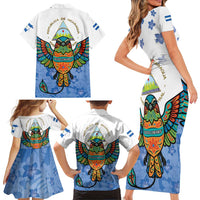 Nicaragua Family Matching Short Sleeve Bodycon Dress and Hawaiian Shirt Guardabarranco Bird With Sacuanjoche