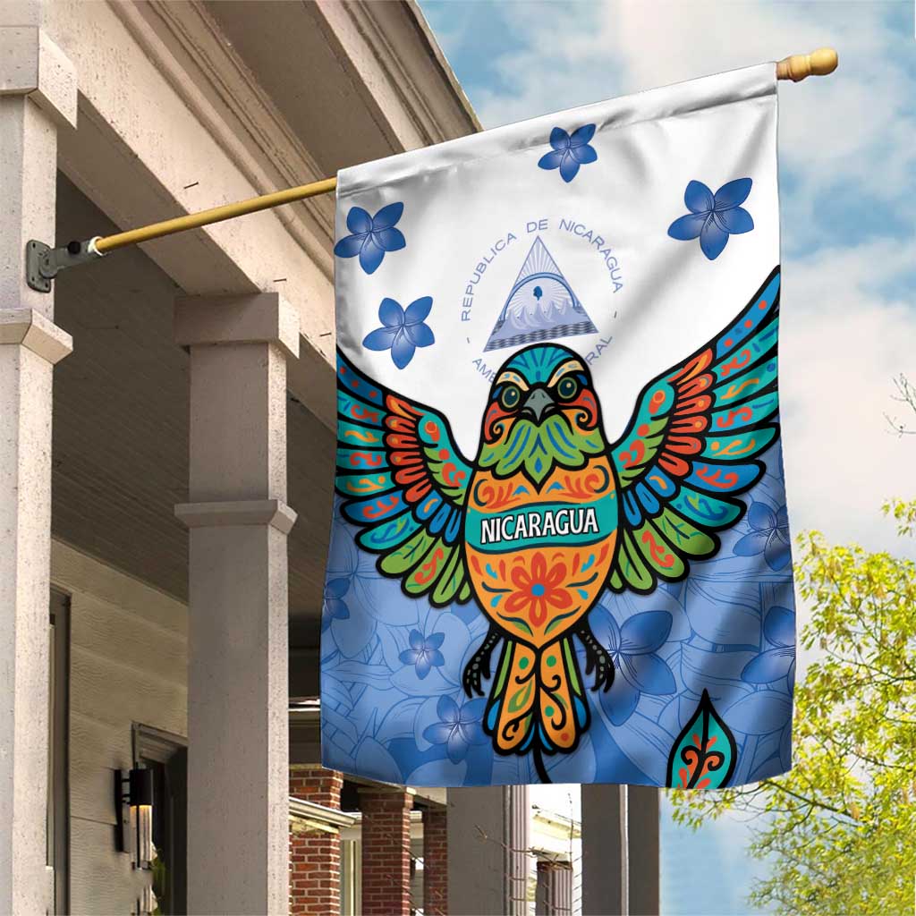 Nicaragua Garden Flag Guardabarranco Bird With Sacuanjoche