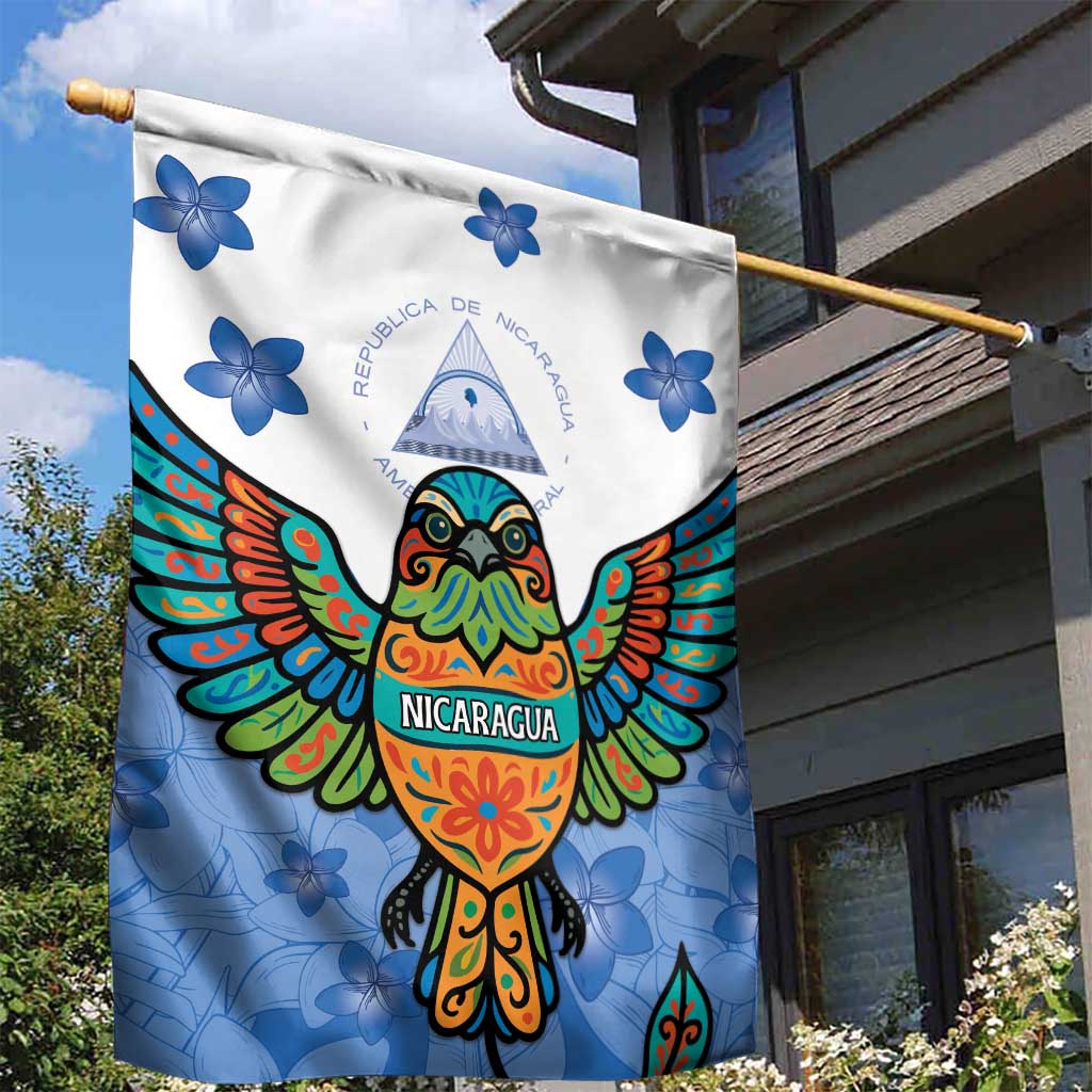 Nicaragua Garden Flag Guardabarranco Bird With Sacuanjoche
