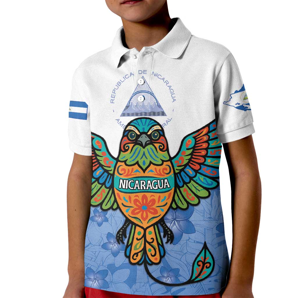 Nicaragua Kid Polo Shirt Guardabarranco Bird With Sacuanjoche