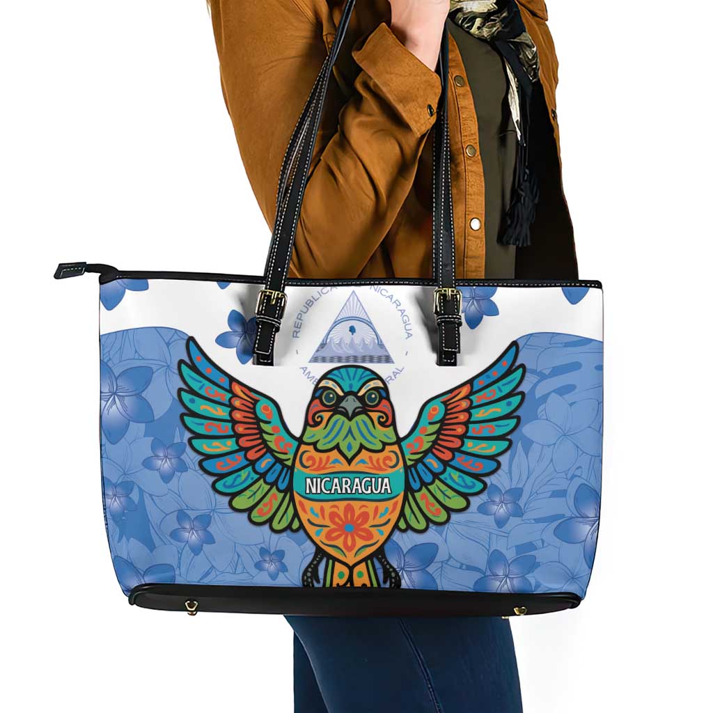 Nicaragua Leather Tote Bag Guardabarranco Bird With Sacuanjoche