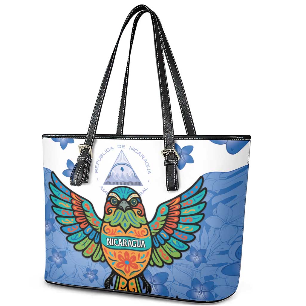Nicaragua Leather Tote Bag Guardabarranco Bird With Sacuanjoche