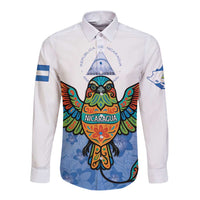 Nicaragua Long Sleeve Button Shirt Guardabarranco Bird With Sacuanjoche
