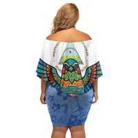 Nicaragua Off Shoulder Short Dress Guardabarranco Bird With Sacuanjoche