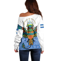 Nicaragua Off Shoulder Sweater Guardabarranco Bird With Sacuanjoche