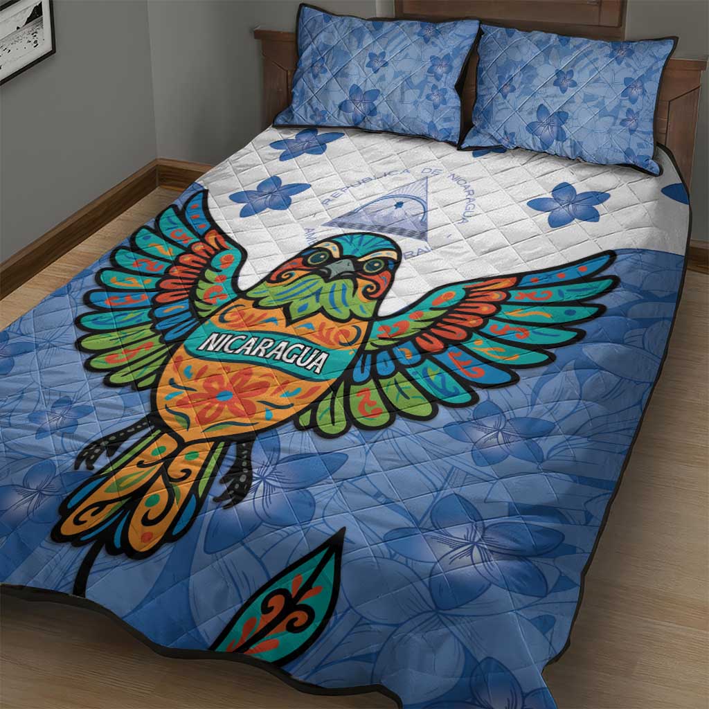 Nicaragua Quilt Bed Set Guardabarranco Bird With Sacuanjoche
