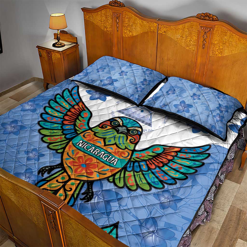 Nicaragua Quilt Bed Set Guardabarranco Bird With Sacuanjoche