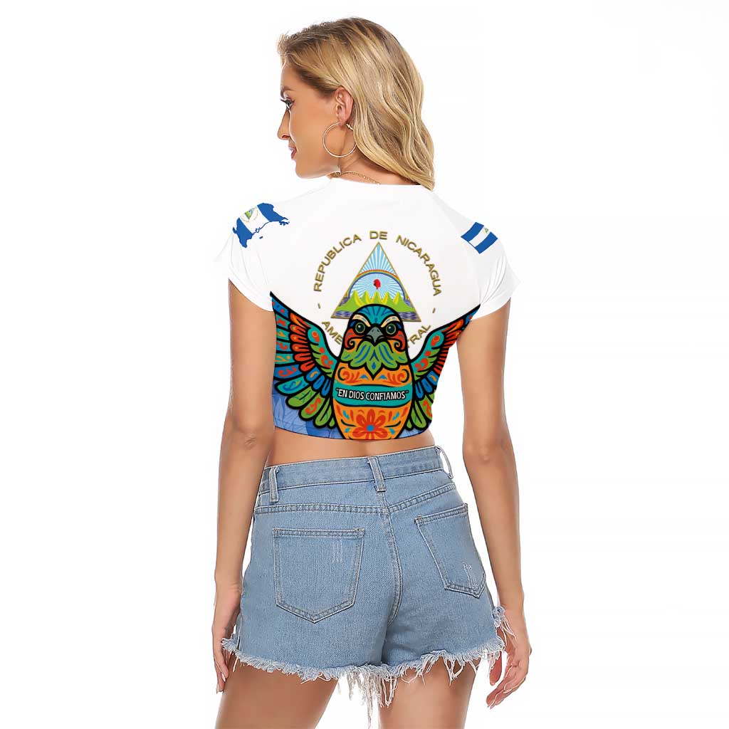 Nicaragua Raglan Cropped T Shirt Guardabarranco Bird With Sacuanjoche