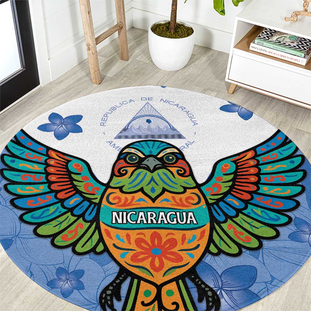 Nicaragua Round Carpet Guardabarranco Bird With Sacuanjoche