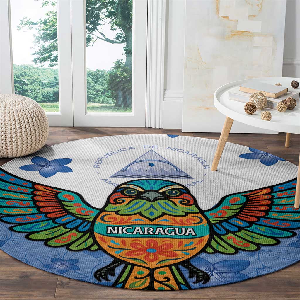 Nicaragua Round Carpet Guardabarranco Bird With Sacuanjoche