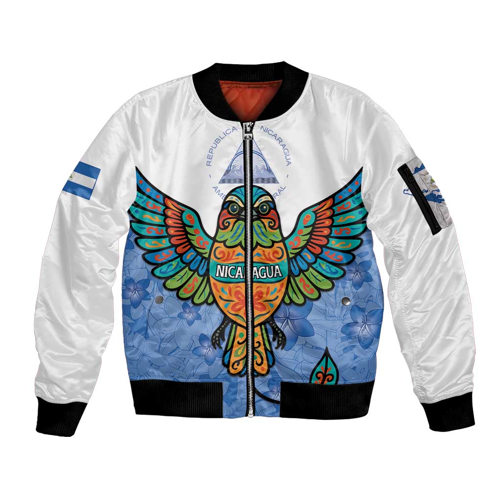 Nicaragua Sleeve Zip Bomber Jacket Guardabarranco Bird With Sacuanjoche