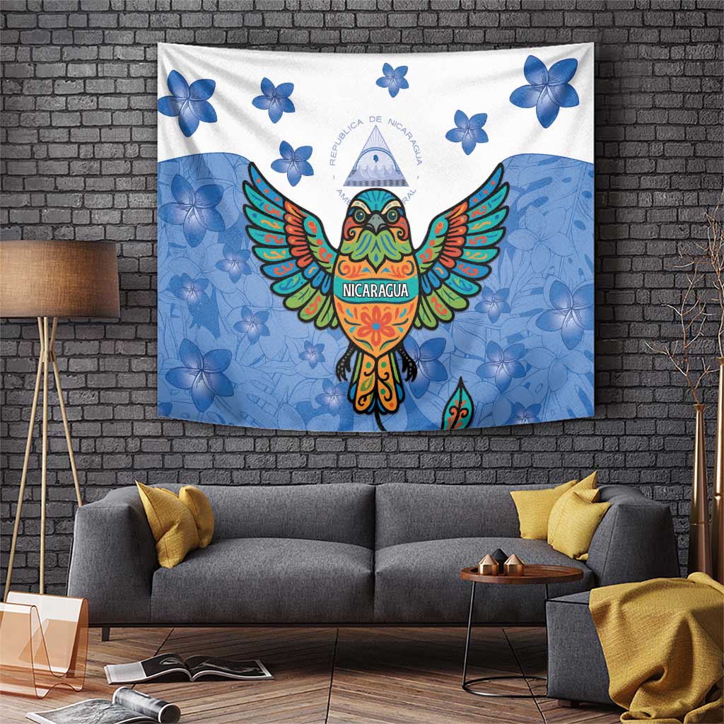 Nicaragua Tapestry Guardabarranco Bird With Sacuanjoche