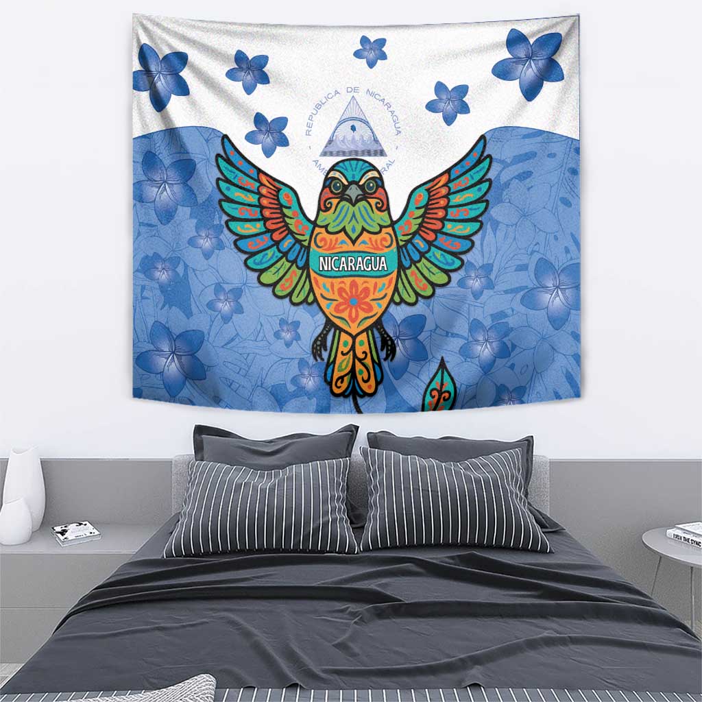 Nicaragua Tapestry Guardabarranco Bird With Sacuanjoche