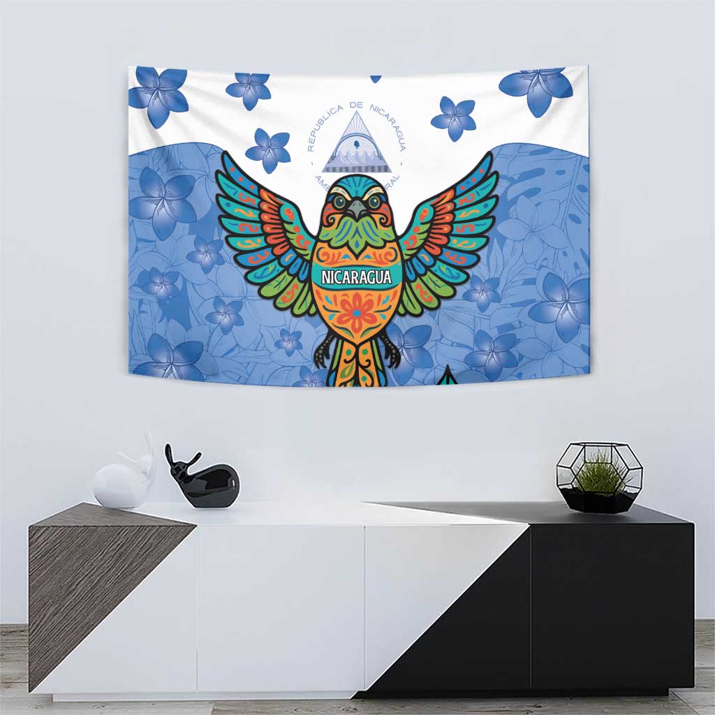 Nicaragua Tapestry Guardabarranco Bird With Sacuanjoche